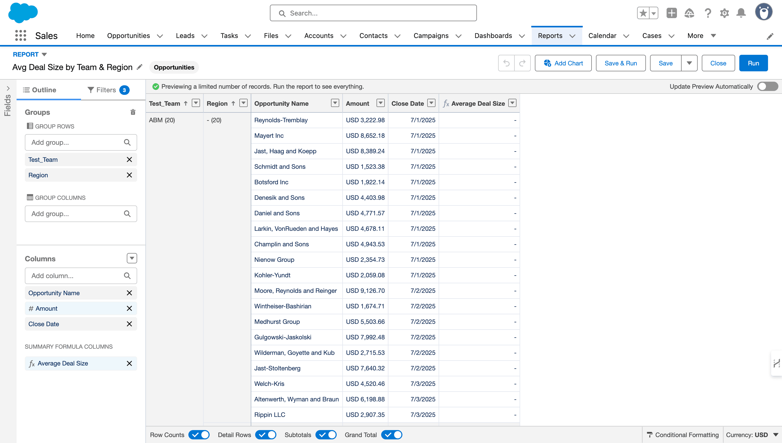 Deal Size by Team and Region